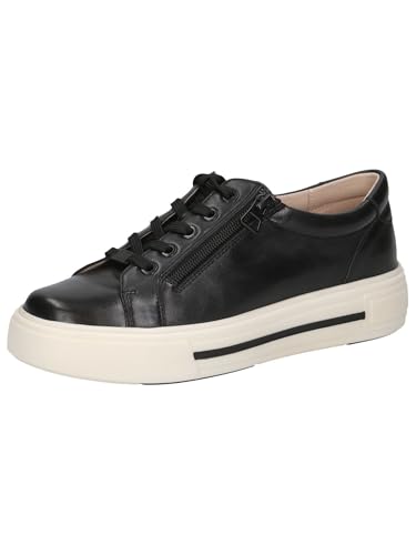 CAPRICE Damen Sneaker flach aus Leder mit Reißverschluss, Schwarz (Black Nappa), 38.5 EU von CAPRICE