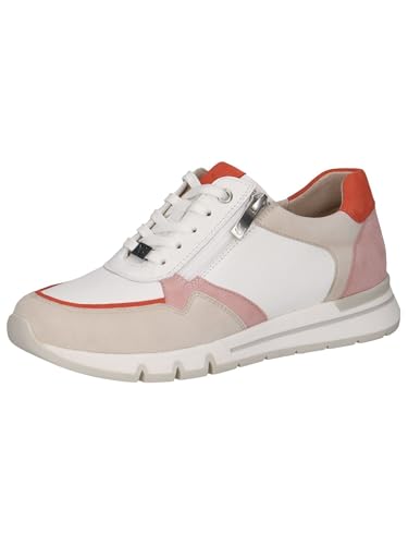 CAPRICE Comfort Damen Sneaker flach aus Leder mit Reißverschluss, Weiß (White Comb), 41 EU von CAPRICE