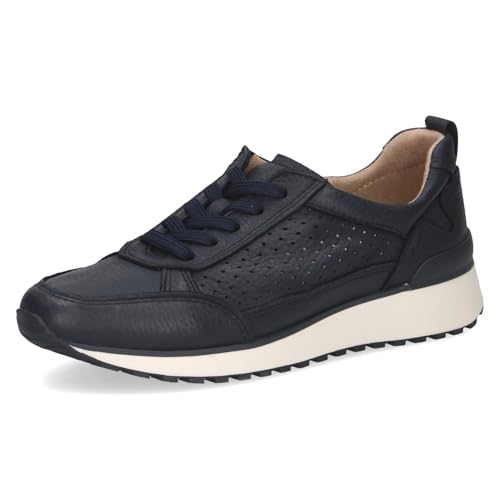 CAPRICE Damen Sneaker flach aus Leder mit Schnürsenkeln, Blau (Ocean Deer), 41 EU von CAPRICE