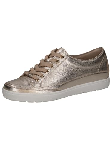 CAPRICE Damen Sneaker flach aus Leder mit Schnürsenkeln, Metallisch (Platin Metal.), 38.5 EU von CAPRICE