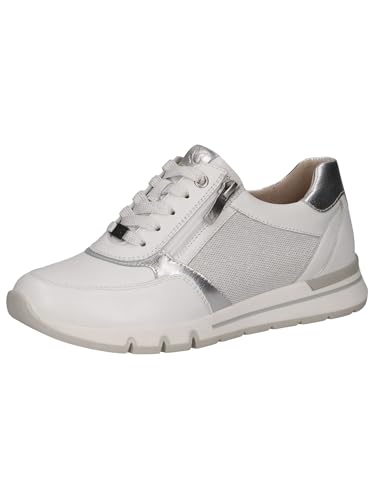 CAPRICE Comfort Damen Sneaker flach mit Reißverschluss Low Top, Weiß (White/Silver), 38 EU von CAPRICE