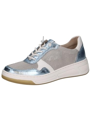 CAPRICE Damen Sneaker flach mit Schnürsenkeln Low Top, Blau (White/Lt.Blue), 41 EU von CAPRICE