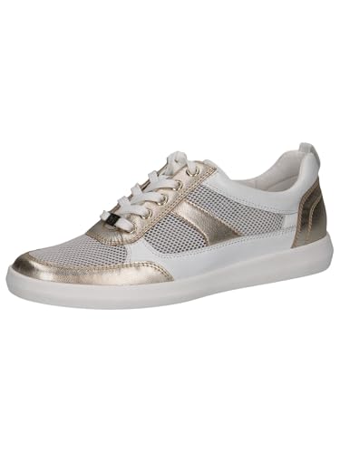 CAPRICE Damen Sneaker flach mit Schnürsenkeln Low Top, Weiß (White/Lt Gold), 40.5 EU von CAPRICE