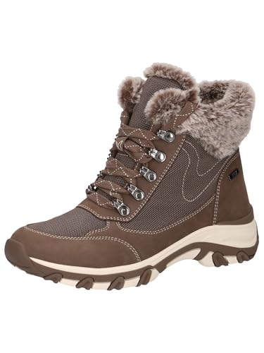 CAPRICE Damen Sneaker hoch mit Fütterung mit Schnürsenkeln Wasserabweisend, Braun (Taupe Comb), 37 EU von CAPRICE