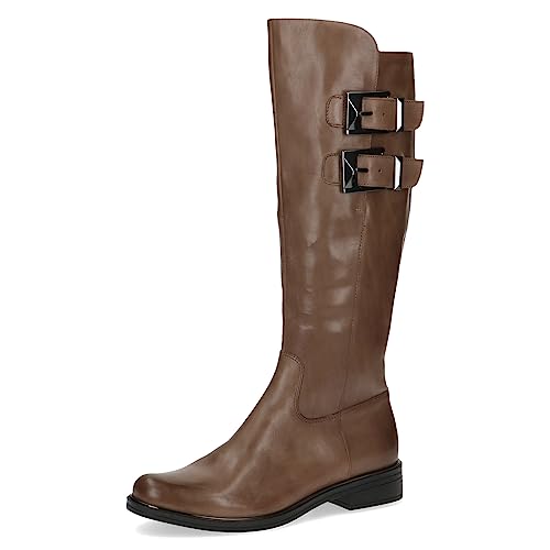 CAPRICE Damen Hohe Stiefel ohne Absatz aus Leder bis zum Knie Weite G, Braun (Taupe Nappa), 39 EU von CAPRICE