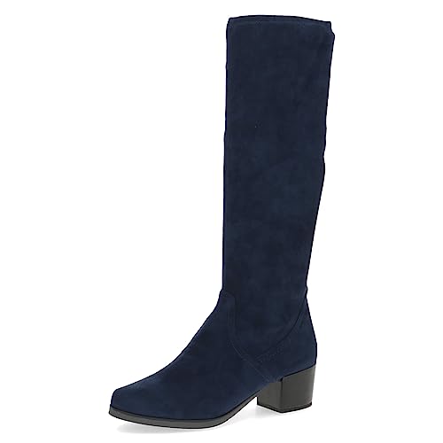 CAPRICE Damen Hohe Stiefel mit Absatz Airmotion bis zum Knie Blockabsatz Weite G, Blau (Ocean Stretch), 37 EU von CAPRICE