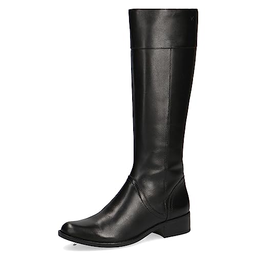 CAPRICE Damen Hohe Stiefel ohne Absatz Airmotion aus Leder bis zum Knie Weite G, Schwarz (Black Nappa), 40 EU von CAPRICE