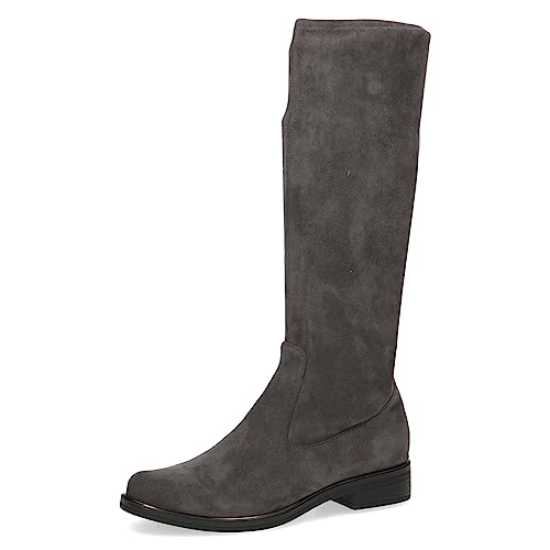 CAPRICE Damen Hohe Stiefel ohne Absatz Airmotion Flach bis zum Knie Weite G, Grau (Dk Grey Str.), 36 EU von CAPRICE