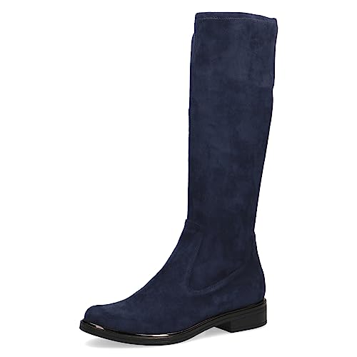 CAPRICE Damen Hohe Stiefel ohne Absatz Airmotion Flach bis zum Knie Weite G, Blau (Ocean Stretch), 40 EU von CAPRICE