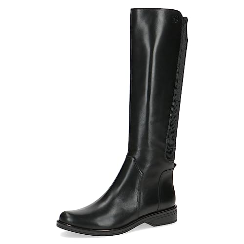 CAPRICE Damen Hohe Stiefel ohne Absatz Airmotion aus Leder bis zum Knie Weite G, Schwarz (Black Comb), 38 EU von CAPRICE