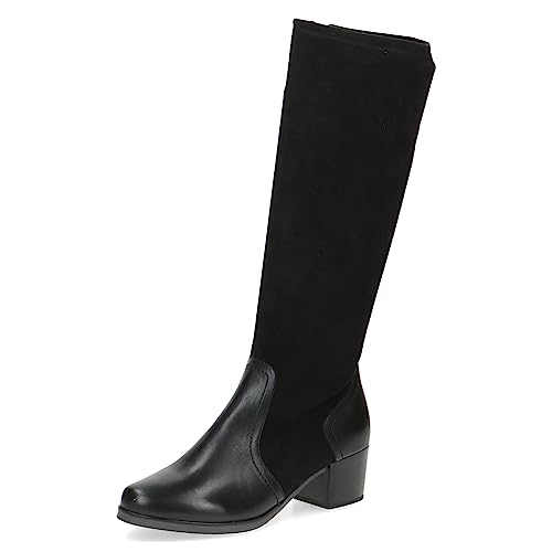 CAPRICE Damen Hohe Stiefel mit Absatz Airmotion aus Leder bis zum Knie Weite G, Schwarz (Black Comb), 37 EU von CAPRICE