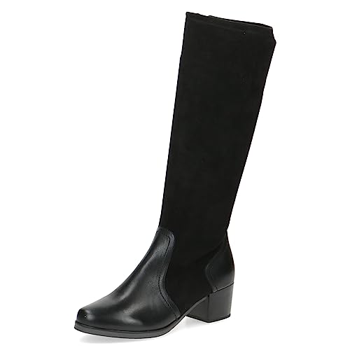 CAPRICE Damen Hohe Stiefel mit Absatz Airmotion aus Leder bis zum Knie Weite G, Schwarz (Black Comb), 38.5 EU von CAPRICE