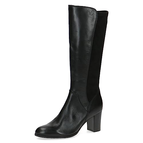 CAPRICE Damen Hohe Stiefel mit Absatz Memotion aus Leder bis zum Knie Weite G, Schwarz (Black Comb), 39 EU von CAPRICE