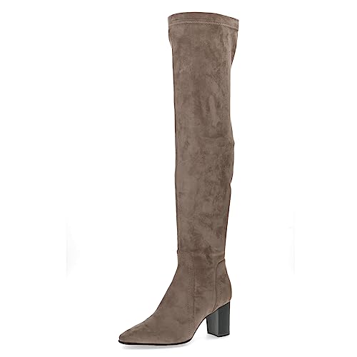 CAPRICE Damen Overknee Stiefel Memotion mit Absatz Spitz Weite G, Braun (Taupe Stretch), 37 EU von CAPRICE