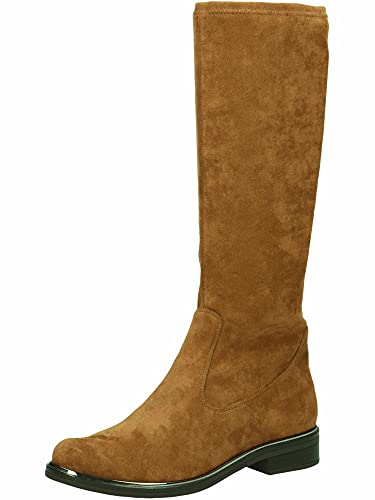 CAPRICE Damen Hohe Stiefel ohne Absatz Airmotion Flach bis zum Knie Weite G Vegan, Braun (Brandy Stretch 1), 38 EU von CAPRICE