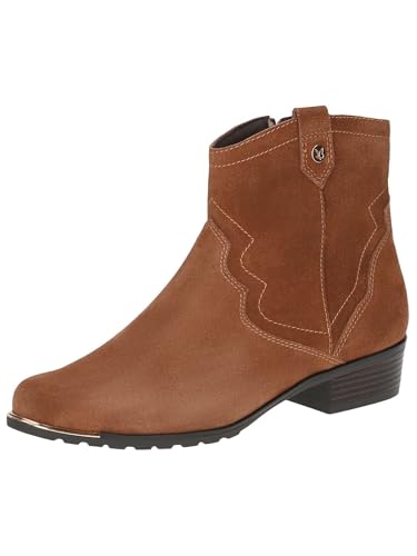 CAPRICE Damen Stiefel mit Absatz aus Leder mit Reißverschluss, Braun (Cognac Suede), 36.5 EU von CAPRICE