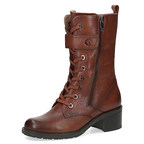 CAPRICE Damen Stiefeletten mit Absatz Memotion aus Leder Blockabsatz Weite G, Braun (Cognac Nappa), 38 EU von CAPRICE