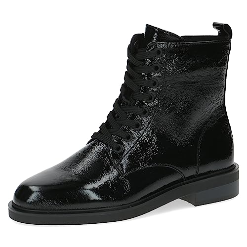 CAPRICE Damen Stiefeletten zum Schnüren aus Leder mit Reißverschluss, Schwarz (Black Naplak), 38 EU von CAPRICE