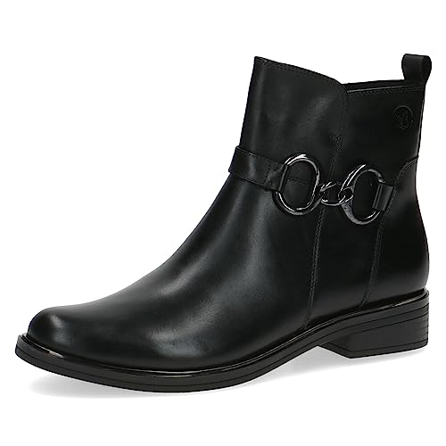 CAPRICE Damen Stiefeletten ohne Absatz aus Leder Flach Weite G, Schwarz (Black Nappa), 40 EU von CAPRICE