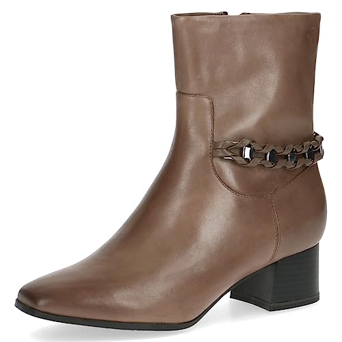 CAPRICE Damen Stiefeletten mit Absatz Memotion aus Leder Elegant Weite G, Braun (Taupe Nappa), 38 EU von CAPRICE