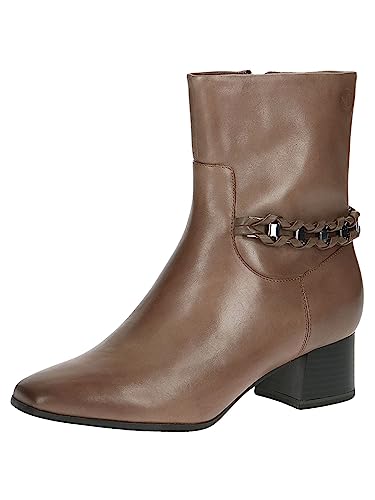 CAPRICE Damen Stiefeletten mit Absatz Memotion aus Leder Elegant Weite G, Braun (Taupe Nappa), 42 EU von CAPRICE