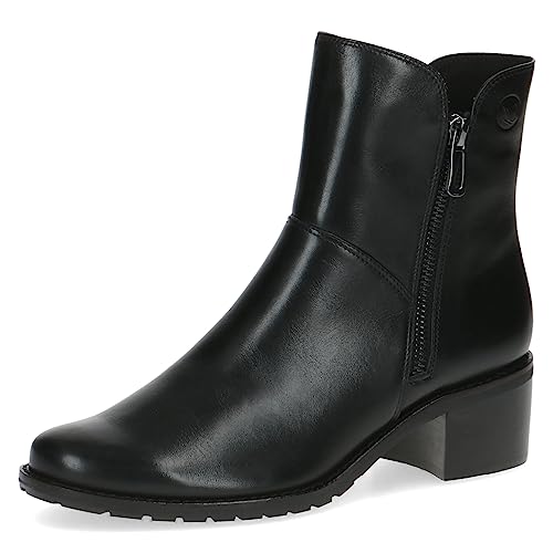 CAPRICE Damen Stiefeletten mit Absatz aus Leder mit Reißverschluss, Schwarz (Black Nappa), 38 EU von CAPRICE
