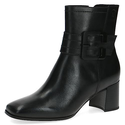 CAPRICE Damen Stiefeletten mit Absatz aus Leder Blockabsatz, Schwarz (Black Nappa), 39 EU von CAPRICE
