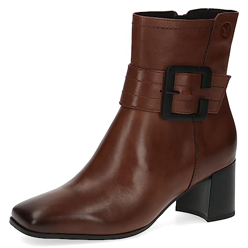 CAPRICE Damen Stiefeletten mit Absatz Memotion aus Leder Blockabsatz Weite G, Braun (Cognac Nappa), 39 EU von CAPRICE