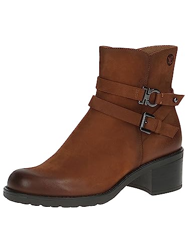 CAPRICE Damen Stiefeletten mit Absatz Memotion aus Leder Blockabsatz Weite G, Braun (Cognac Nubuc), 37 EU von CAPRICE