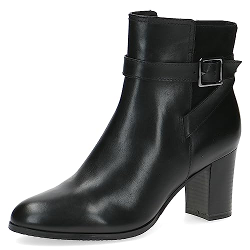 CAPRICE Damen Stiefeletten mit Absatz Memotion aus Leder Blockabsatz Weite G, Schwarz (Black Comb), 36 EU von CAPRICE