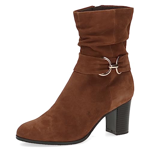 CAPRICE Damen Stiefeletten mit Absatz Memotion aus Wildleder Blockabsatz Weite G, Braun (Cognac Suede), 38 EU von CAPRICE