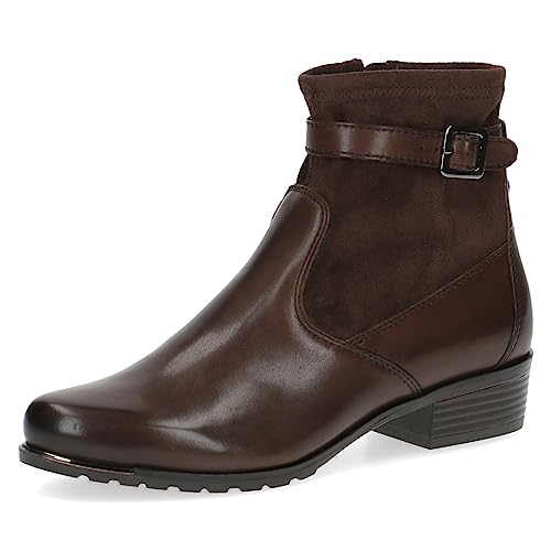 CAPRICE Damen Stiefeletten mit Absatz Airmotion aus Leder Kleiner Absatz Weite G, Braun (Dk Brown Comb), 38 EU von CAPRICE