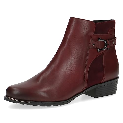 CAPRICE Damen Stiefeletten mit Absatz Airmotion aus Leder Kleiner Absatz Weite G, Rot (Bordeaux Comb), 36 EU von CAPRICE