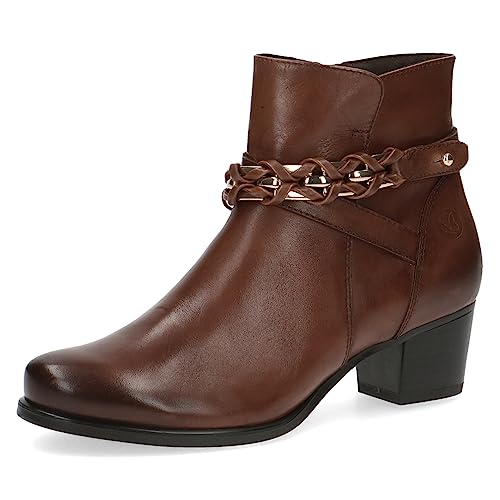 CAPRICE Damen Stiefeletten mit Absatz Airmotion aus Leder Kleiner Absatz Weite G, Braun (Cognac Nappa), 40 EU von CAPRICE