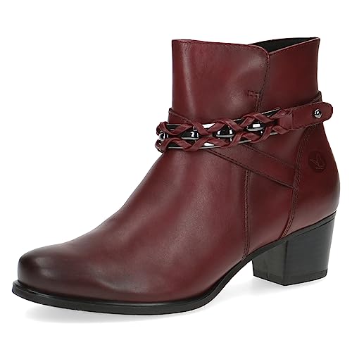 CAPRICE Damen Stiefeletten mit Absatz Airmotion aus Leder Kleiner Absatz Weite G, Rot (Bordeaux Nappa), 38 EU von CAPRICE