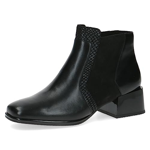 CAPRICE Damen Stiefeletten mit Absatz aus Leder Kleiner Absatz Weite G, Schwarz (Black Comb), 41 EU von CAPRICE