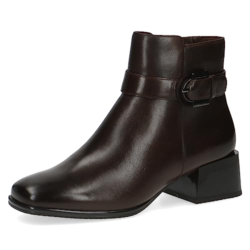 CAPRICE Damen Stiefeletten mit Absatz aus Leder Kleiner Absatz Weite G, Braun (Dk Brown Nappa), 36 EU von CAPRICE