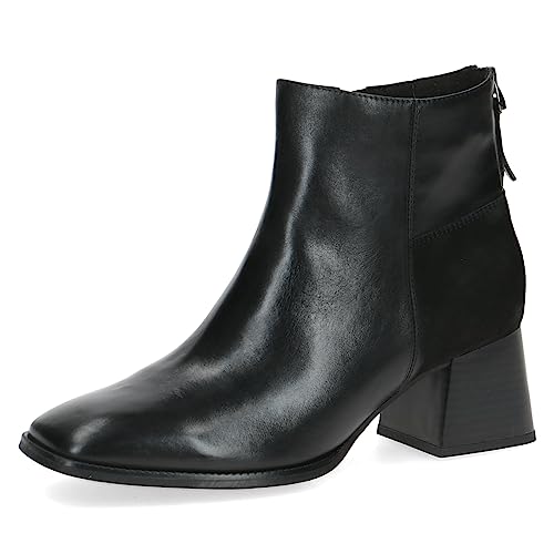 CAPRICE Damen Stiefeletten mit Absatz aus Leder Blockabsatz Weite G, Schwarz (Black Comb), 40 EU von CAPRICE