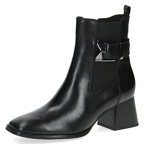 CAPRICE Damen Stiefeletten mit Absatz aus Leder Blockabsatz Weite G, Schwarz (Black Nappa), 37 EU von CAPRICE