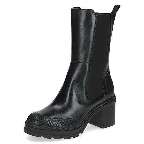 CAPRICE Damen Stiefeletten mit Absatz Airmotion aus Leder Blockabsatz Weite G, Schwarz (Black Comb), 38 EU von CAPRICE