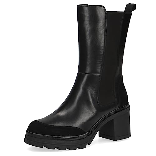 CAPRICE Damen Stiefeletten mit Absatz Airmotion aus Leder Blockabsatz Weite G, Schwarz (Black Comb I), 38 EU von CAPRICE