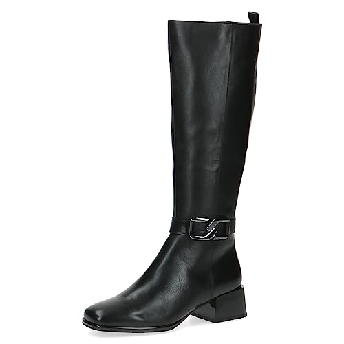 CAPRICE Damen Hohe Stiefel mit Absatz aus Leder Blockabsatz Weite G, Schwarz (Black Nappa), 39 EU von CAPRICE