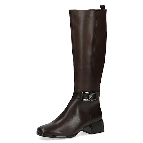 CAPRICE Damen Hohe Stiefel mit Absatz aus Leder Blockabsatz Weite G, Braun (Dk Brown Nappa), 38 EU von CAPRICE