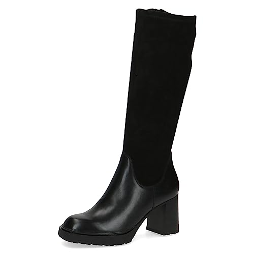 CAPRICE Damen Hohe Stiefel mit Absatz aus Leder Blockabsatz Weite G, Schwarz (Black Comb), 36 EU von CAPRICE