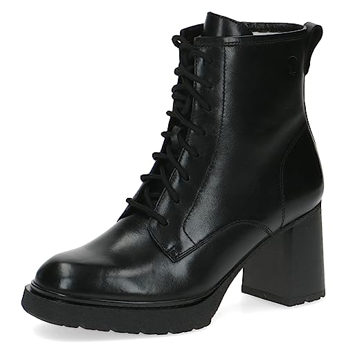 CAPRICE Damen Stiefeletten mit Absatz aus Leder mit Schnürsenkel und Reißverschluss Weite G, Schwarz (Black Nappa), 37 EU von CAPRICE