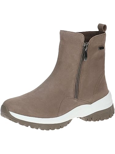 CAPRICE Damen Stiefeletten ohne Absatz Airmotion aus Leder mit Reißverschluss Weite G, Braun (Mud Suede), 36 EU von CAPRICE