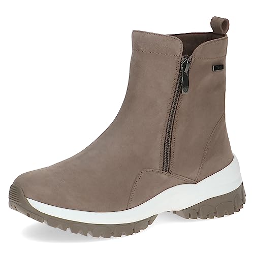 CAPRICE Damen Stiefeletten ohne Absatz Airmotion aus Leder mit Reißverschluss Weite G, Braun (Mud Suede), 40 EU von CAPRICE