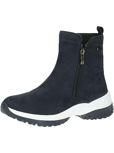 CAPRICE Damen Stiefeletten ohne Absatz Airmotion aus Leder mit Reißverschluss Weite G, Blau (Ocean Suede), 37 EU von CAPRICE