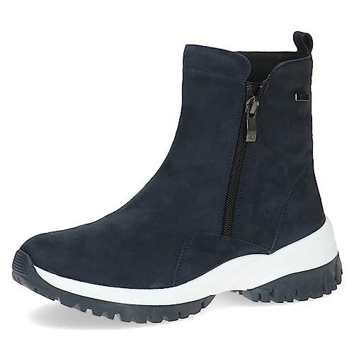 CAPRICE Damen Stiefeletten ohne Absatz Airmotion aus Leder mit Reißverschluss Weite G, Blau (Ocean Suede), 41 EU von CAPRICE