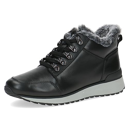 CAPRICE Damen Sneaker hoch mit Fütterung aus Leder mit Schnürsenkeln, Schwarz (Black Nappa), 37 EU von CAPRICE